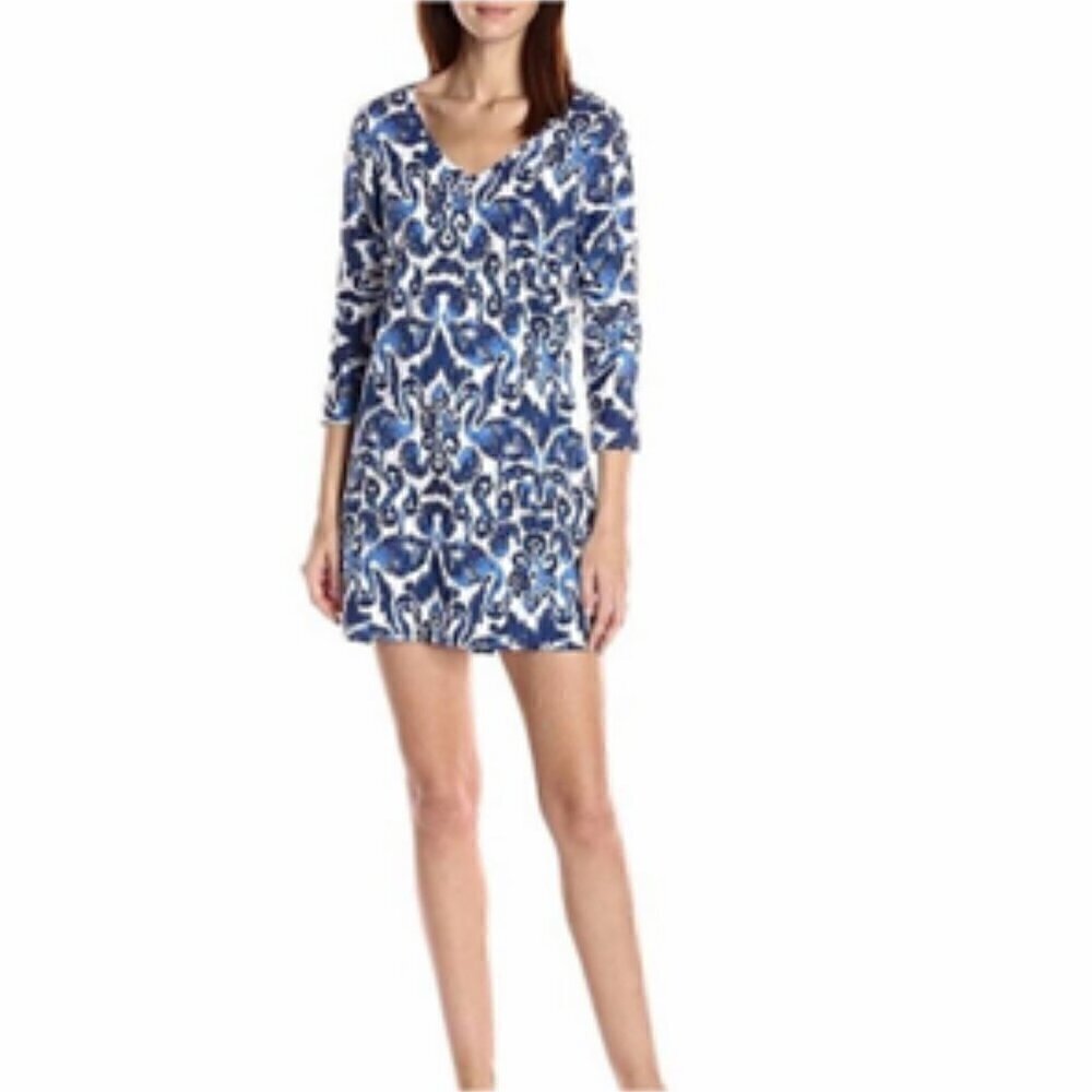 Lilly Pulitzer Cori Dress Resort Navy Beach Bathers 100% Cotton Medium